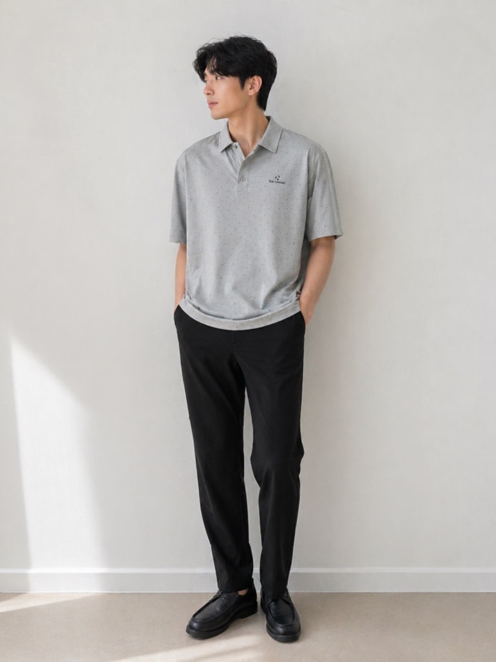 FootJoy Men’s Light Gray Dot-Pattern Polo